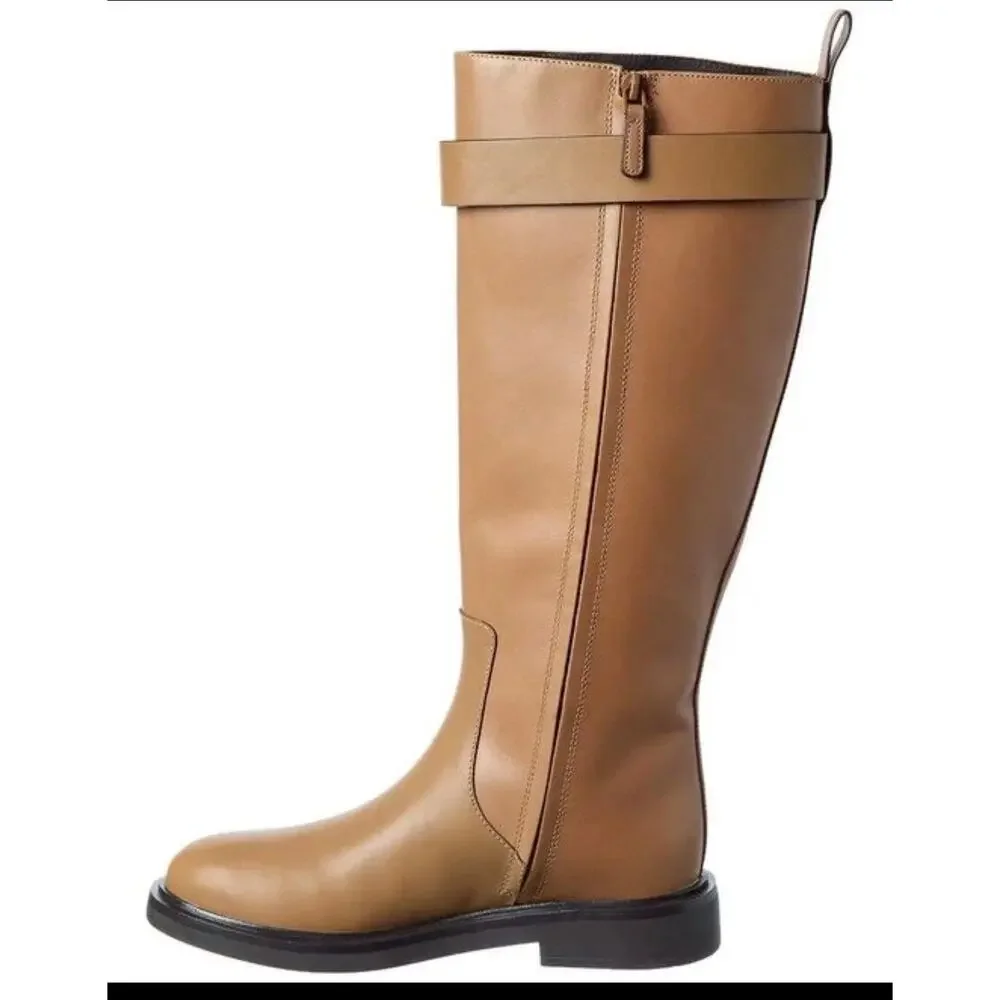 Tory Burch - Women's Size 6 - Double T Utility Boots Light Brown
